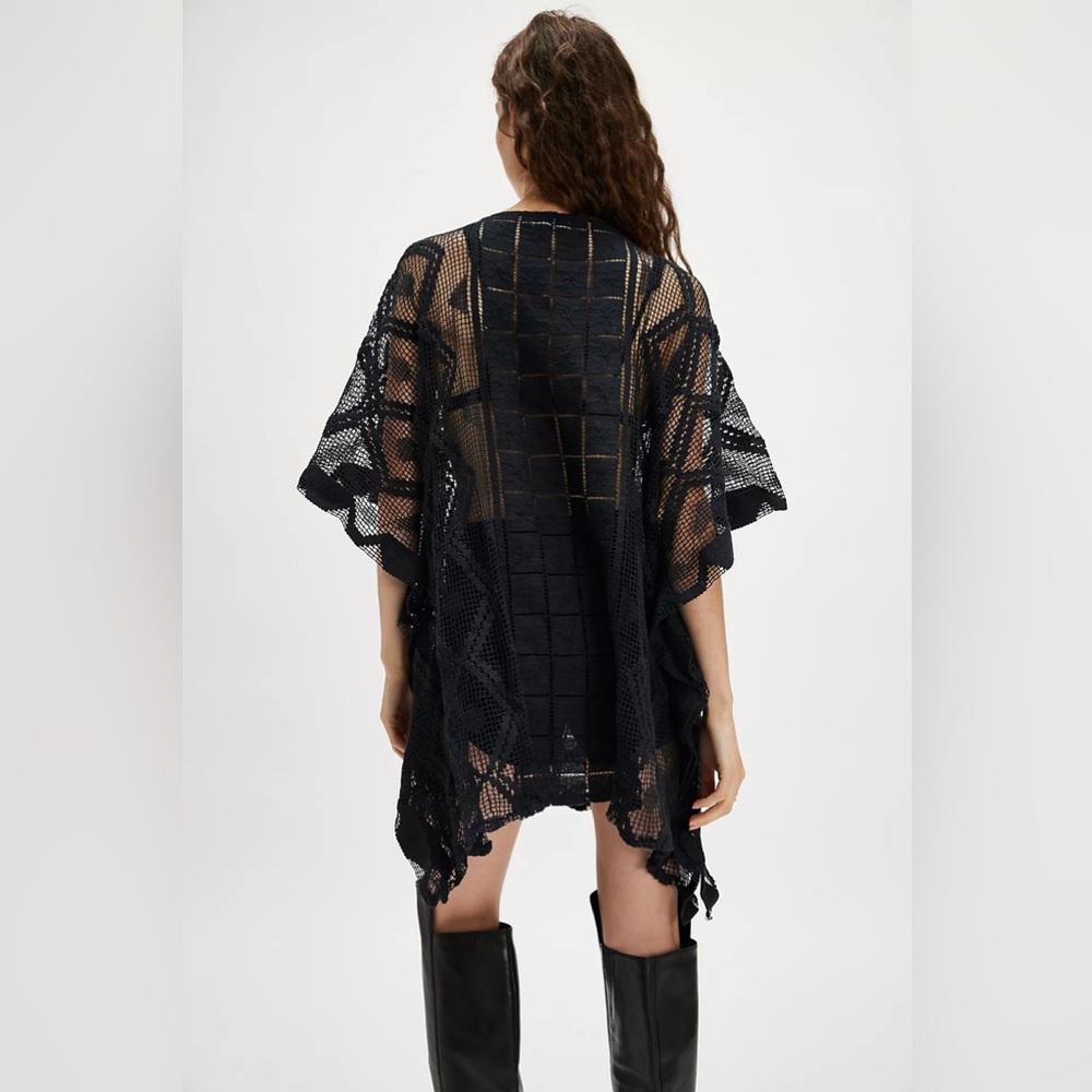 Free People Sunshine Crochet Kaftan Black One Size NWT
